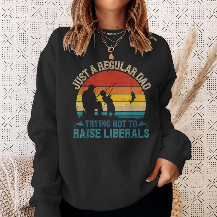 Mens Vintage Fishing Regular Dad Trying Not To Raise Liberals V2 Sweatshirt Gifts for Her