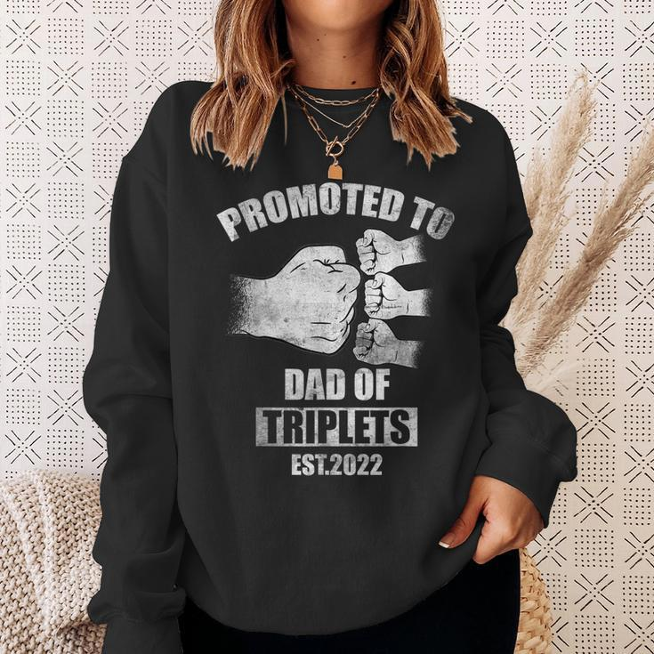 Mens Vintage Promoted To Dad Of Triplets Est 2022 Sweatshirt Gifts for Her