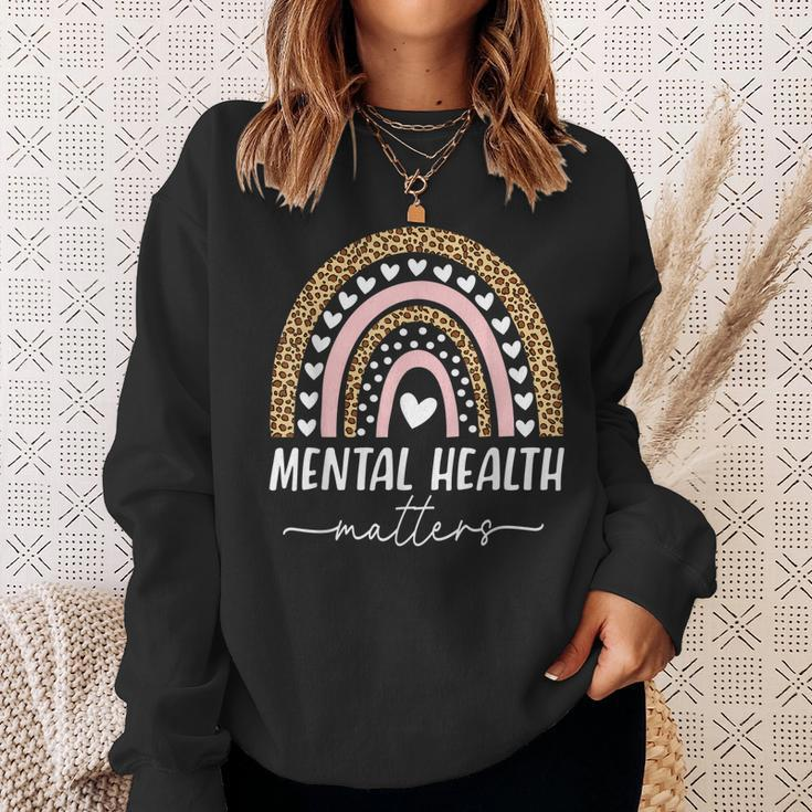 Mental Health Matters Human Brain Illness Awareness Rainbow Sweatshirt Gifts for Her