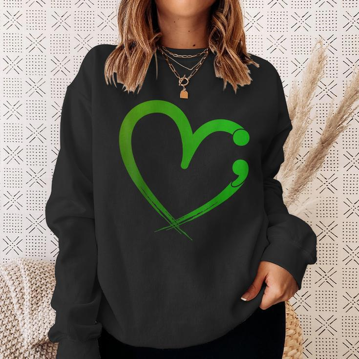 Mental Health Matters Semicolon Heart Awareness Month Sweatshirt Gifts for Her