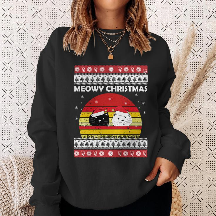 Meowy Cat Ugly Christmas Sweater Funny Gift Sweatshirt Gifts for Her