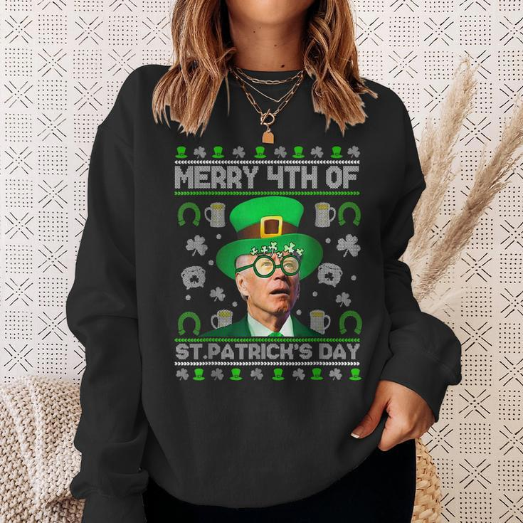 Merry 4Th Of St Patricks Day Joe Biden Leprechaun Hat Ugly Sweatshirt Gifts for Her