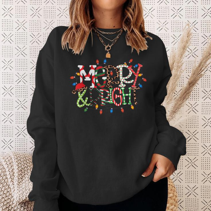 Merry And Bright Christmas Lights Cute Graphic Family Pajama Men Women Sweatshirt Graphic Print Unisex Gifts for Her