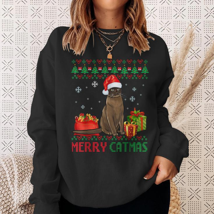 Merry Catmas Cat Ugly Christmas Burmese Mom Dad Sweatshirt Gifts for Her