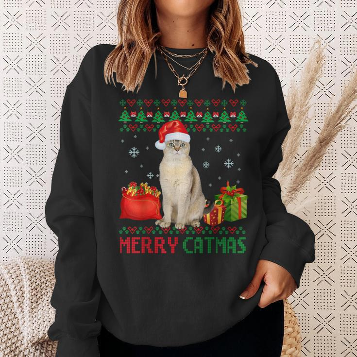 Merry Catmas Cat Ugly Christmas Burmilla Mom Dad Sweatshirt Gifts for Her