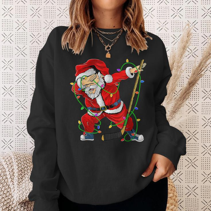 Merry Christmas Ice Hockey Dabbing Santa Claus Hockey Player Men Women Sweatshirt Graphic Print Unisex Gifts for Her