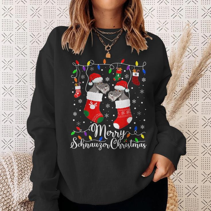 Merry Schnauzer Christmas Mini Schnauzer Xmas Party Men Women Sweatshirt Graphic Print Unisex Gifts for Her