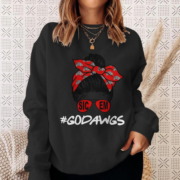 Messy Bun Go Dawgs Sic Em Georgia Football Sweatshirt Gifts for Her