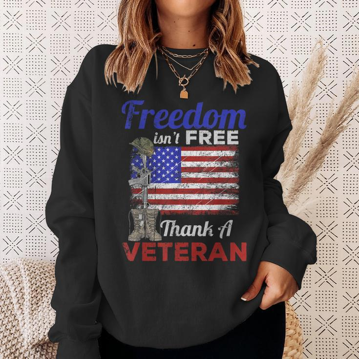 Military Support Freedom Isnt Free Thank A Veteran Design Men Women Sweatshirt Graphic Print Unisex Gifts for Her