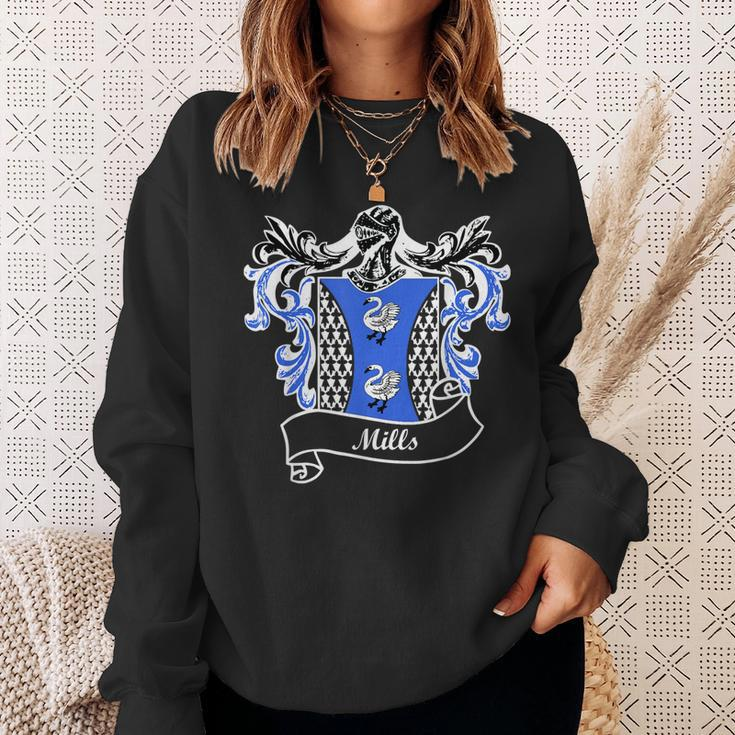 Mills Coat Of Arms Surname Last Name Family Crest Men Women Sweatshirt Graphic Print Unisex Gifts for Her