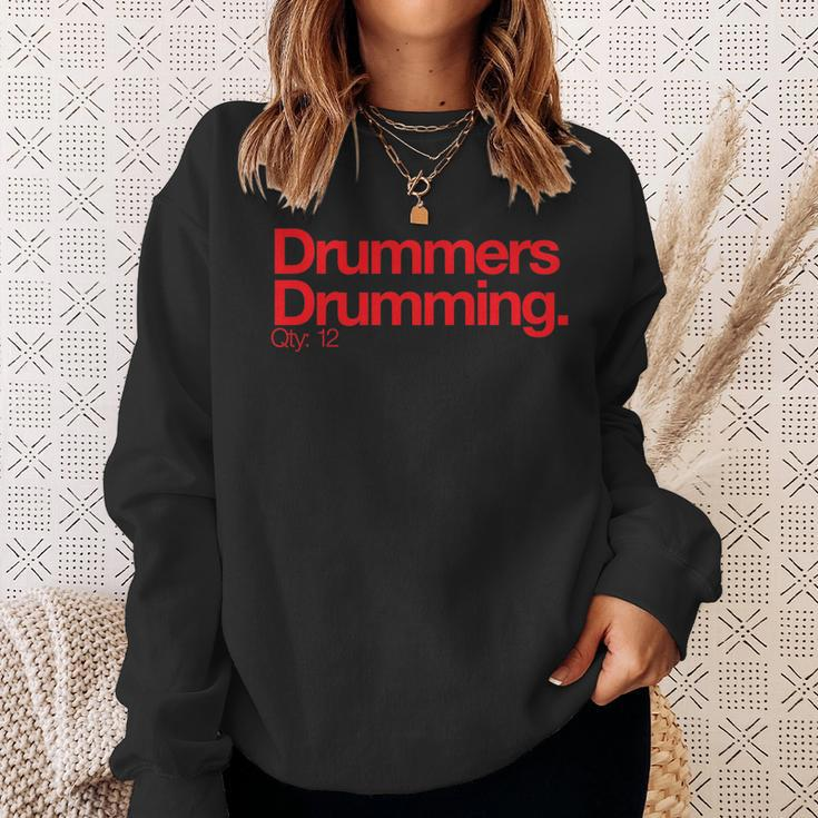 Minimalist Christmas- Drummers Drumming Q 12 Men Women Sweatshirt Graphic Print Unisex Gifts for Her