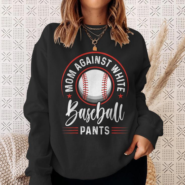 Mom Against White Baseball Pants Funny Baseball Mom Sweatshirt Gifts for Her