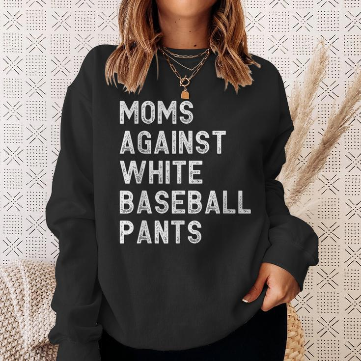 Moms Against White Baseball Pants - Funny Baseball Mom Sweatshirt Gifts for Her