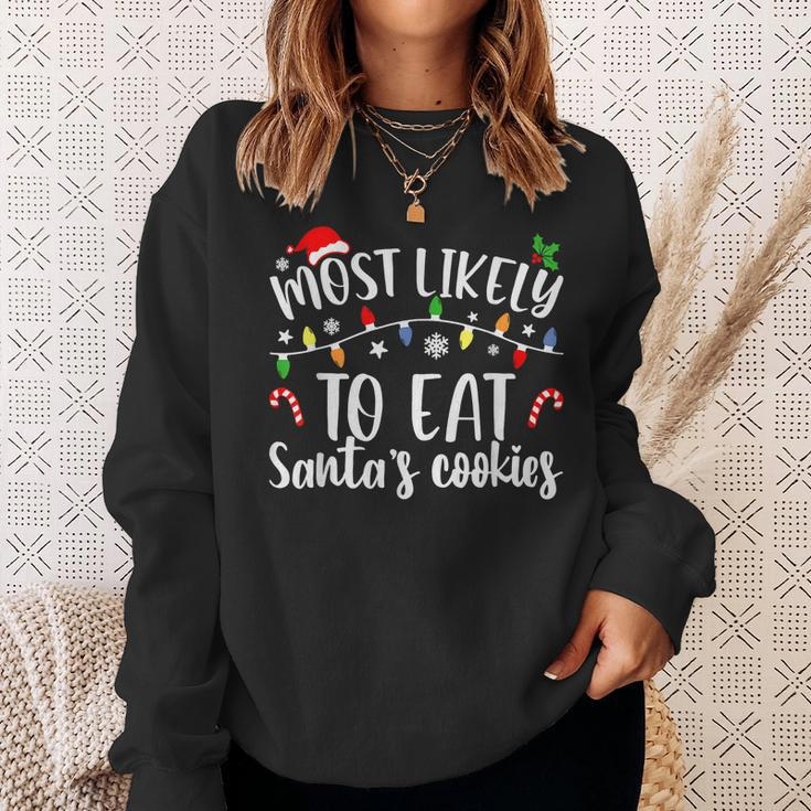 Most Likely To Eat Santas Cookies Christmas Family Matching V2 Men Women Sweatshirt Graphic Print Unisex Gifts for Her