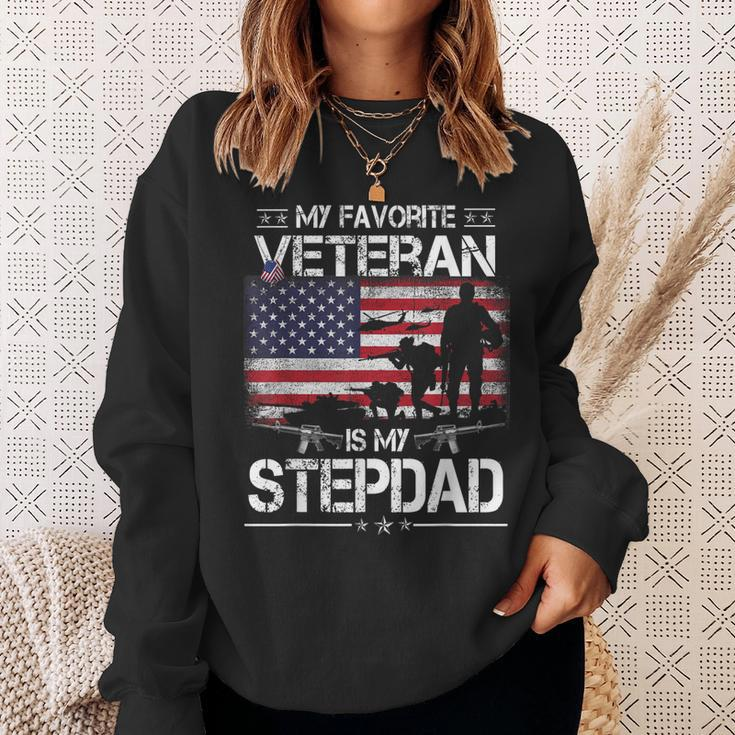 My Favorite Veteran Is My Stepdad - Flag Father Veterans Day Sweatshirt Gifts for Her