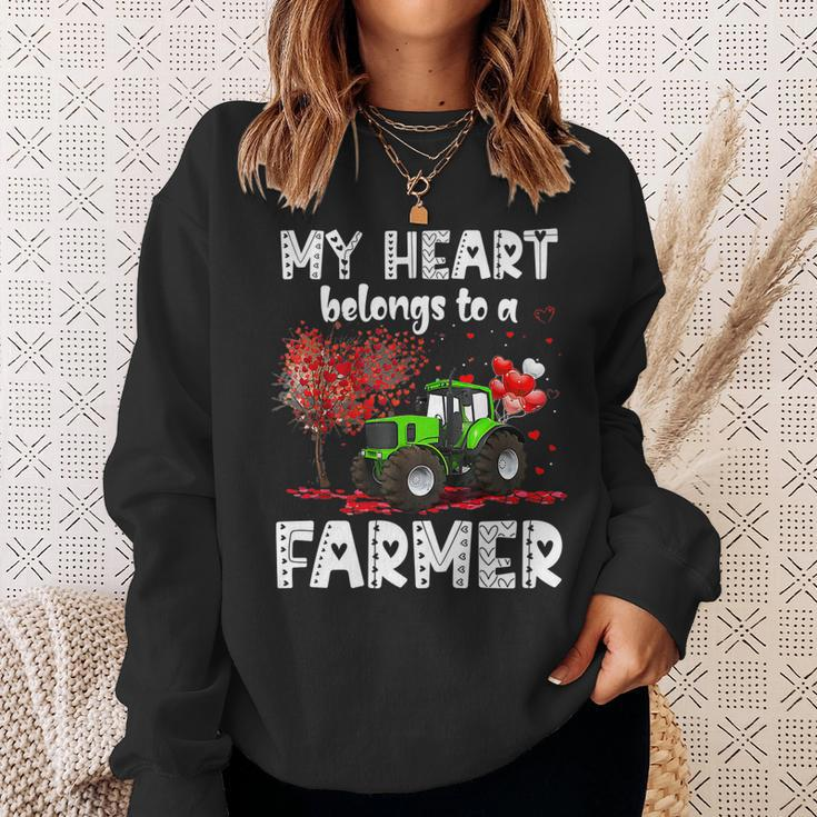 My Heart Belongs To A Farmer Valentine For Farmer Wife Men Women Sweatshirt Graphic Print Unisex Gifts for Her