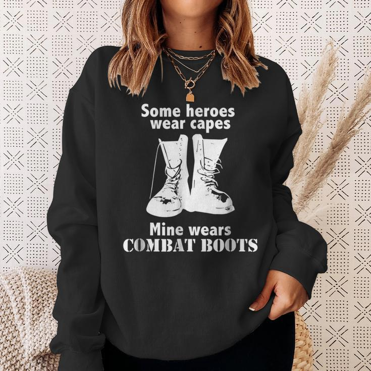 My Hero Wears Combat Boots Cute Military Family Sweatshirt Gifts for Her