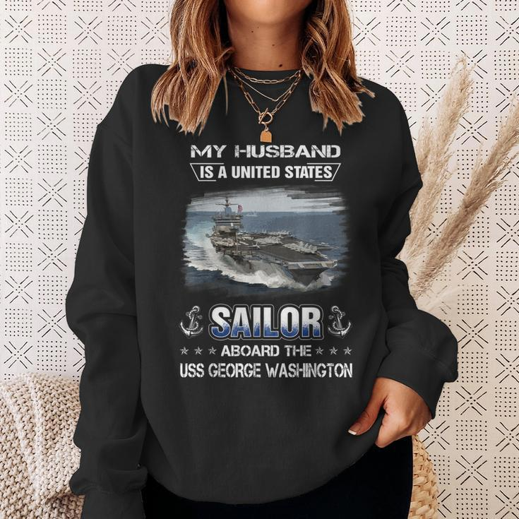 My Husband Is A Sailor Aboard Uss George Washington Cvn 73 Sweatshirt Gifts for Her