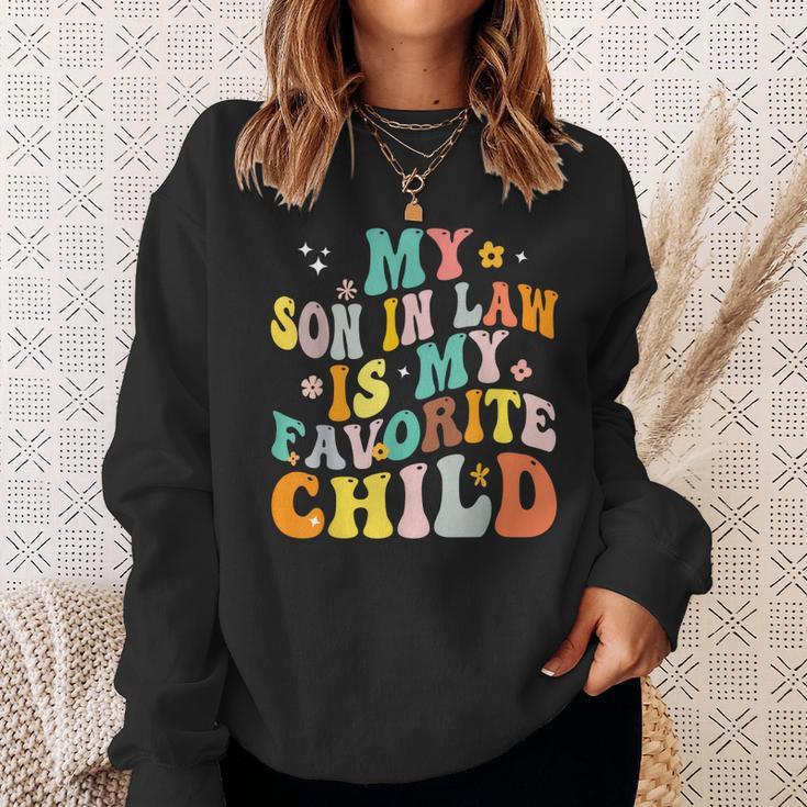 My Son In Law Is My Favorite Child Groovy Retro Vintage Sweatshirt Gifts for Her
