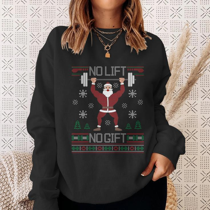 No Lift No Gift Ugly Christmas Sweater Gym Santa Long Sleeve Long Sleeve Tshirt Sweatshirt Gifts for Her