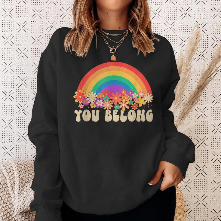 Nobody Know Im A Lesbian Retro Groovy Lgbt Pride Month Ally Sweatshirt Gifts for Her