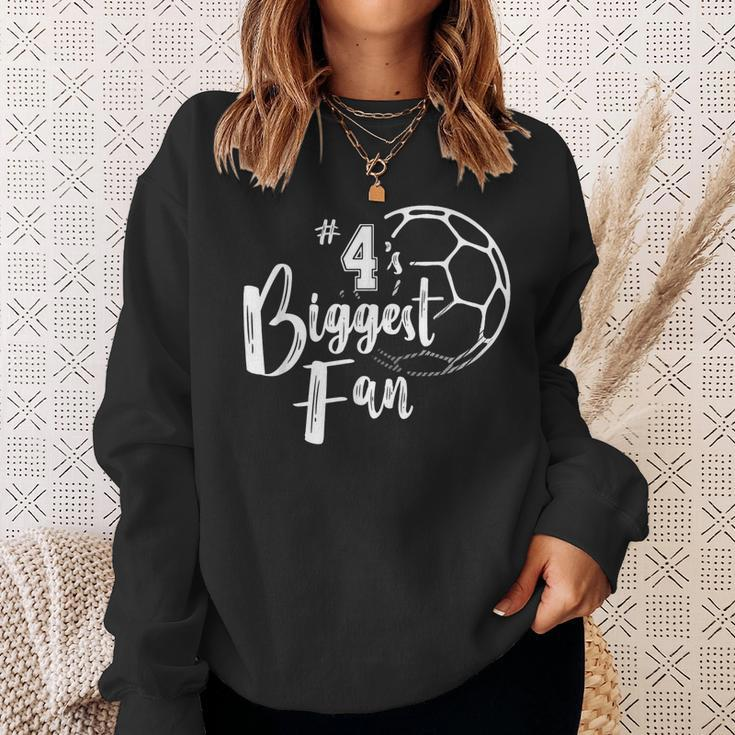 Number 4S Biggest Fan Soccer Player Mom Dad Family  Sweatshirt Gifts for Her