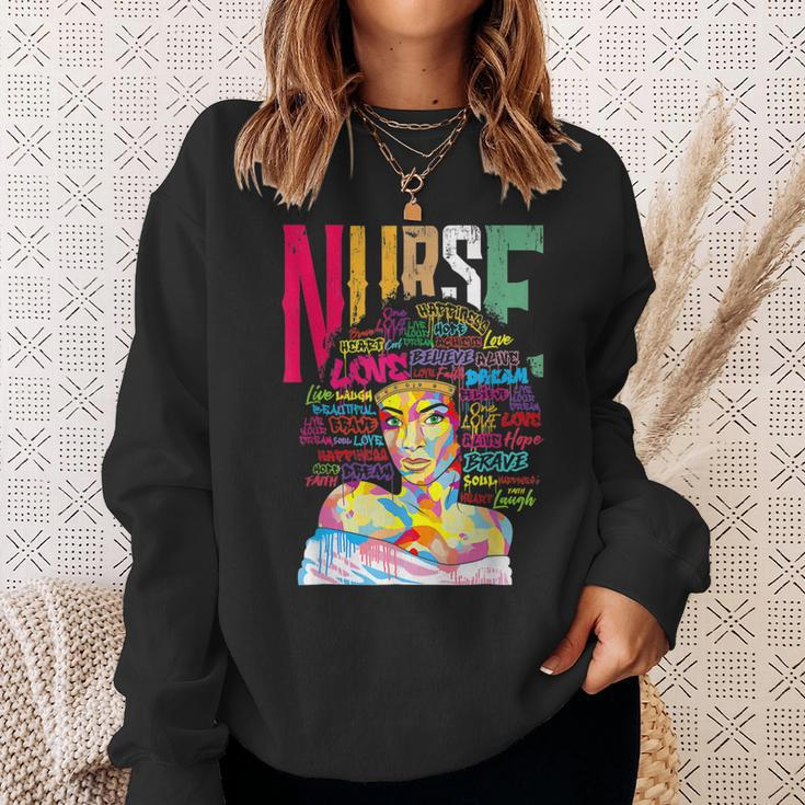 Nurse Black Woman Magic Afro Melanin Queen Black History Sweatshirt Gifts for Her