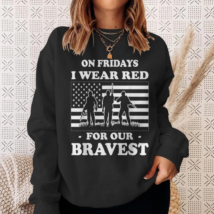 On Fridays I Wear Red For Our Bravest Red Fridays Clothing Sweatshirt Gifts for Her