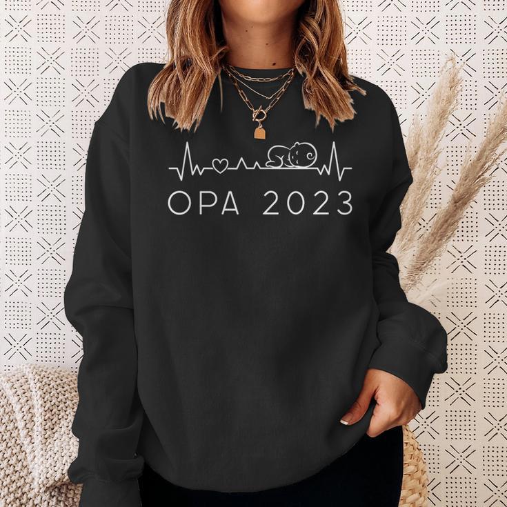 Opa 2023 Herzschlag Schwangerschaft Verkünden Für Großvater Sweatshirt Geschenke für Sie