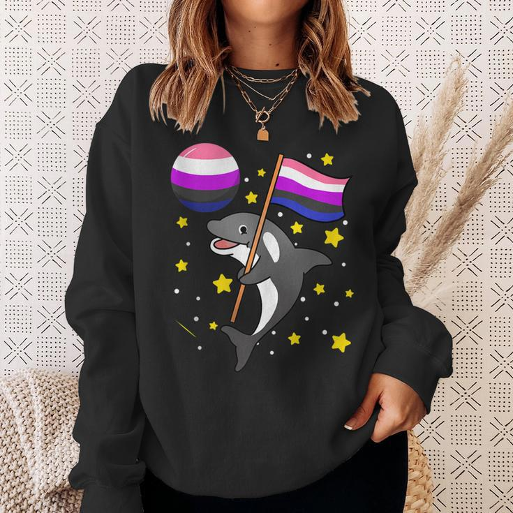 Orca In Space Genderfluid Pride Sweatshirt Gifts for Her