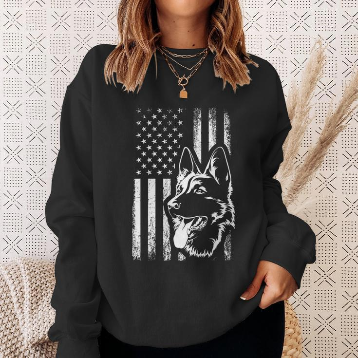 Patriotic German Shepherd American Flag Dog Lover Gift Tshirt V5 Sweatshirt Gifts for Her
