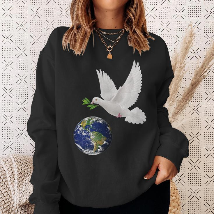 Peace Dove World Peace Earth Peace White Peace Dove Men Women Sweatshirt Graphic Print Unisex Gifts for Her