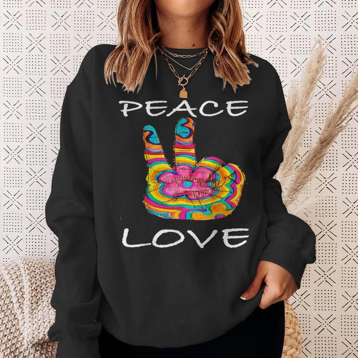 Peace Love Flower 60Er 70Er Jahre I Hippie-Kostüm Outfit Sweatshirt Geschenke für Sie