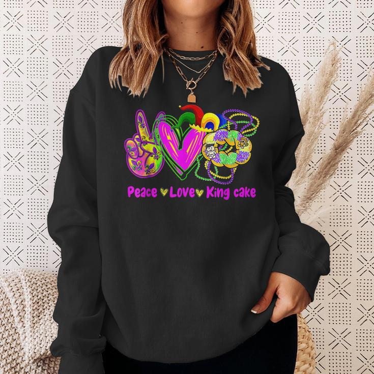 Peace Love King Cake Funny Mardi Gras Festival Party Costume V2 Sweatshirt Gifts for Her
