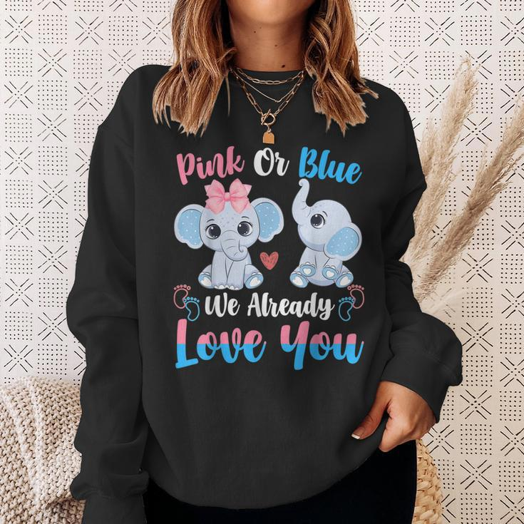 Pink Or Blue We Always Love You Funny Elephant Gender Reveal Sweatshirt Gifts for Her