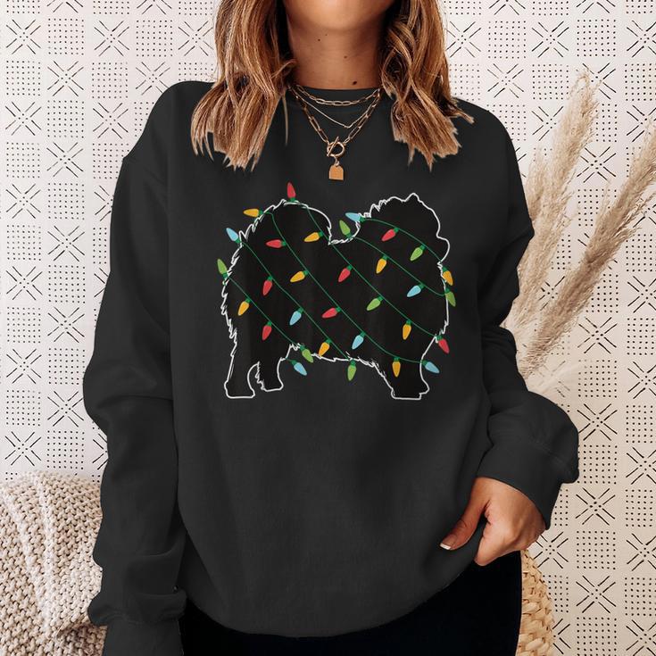 Pomeranian Lichterkette Weihnachtsmotiv Hund Weihnachten Sweatshirt Geschenke für Sie