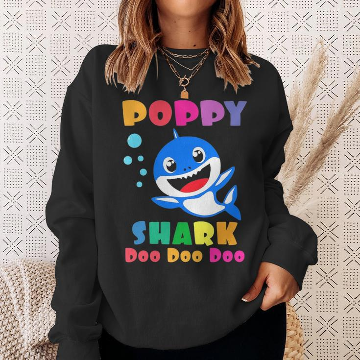 Poppy Shark Funny Fathers Day Gift For Mens Dad Sweatshirt Gifts for Her
