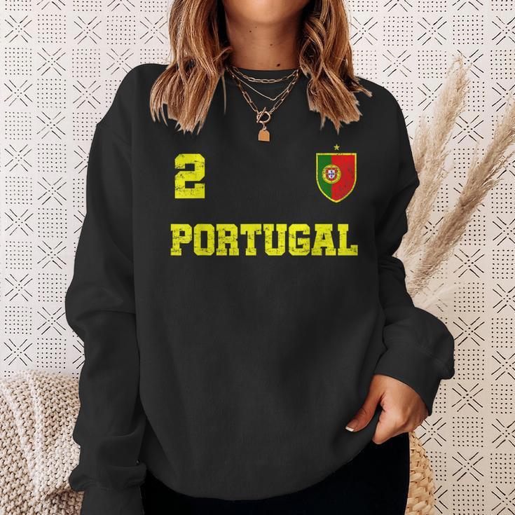 Portugal Soccer Jersey Number Two Portuguese Futbol Flag Fan Men Women Sweatshirt Graphic Print Unisex Gifts for Her