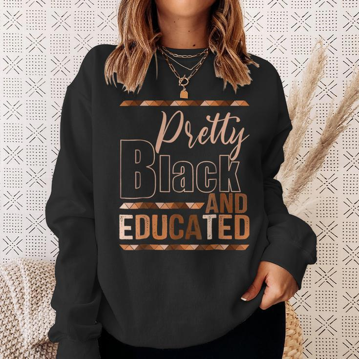 Pretty Black And Educated African Pride Black Month History Sweatshirt Gifts for Her