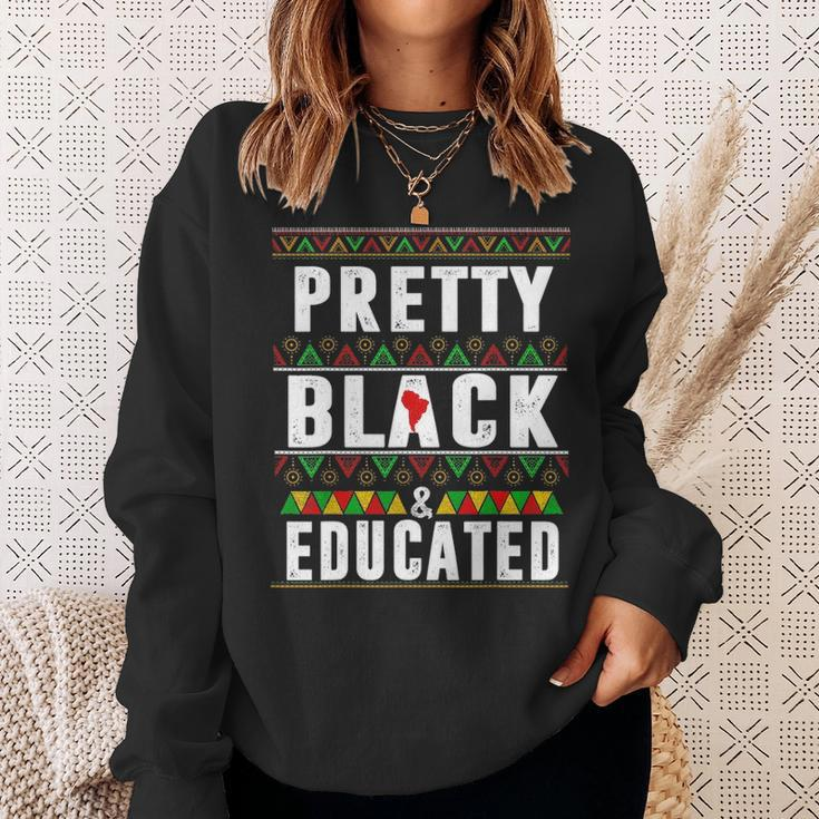 Pretty Black And Educated Black History Month Funny Apparel Sweatshirt Gifts for Her