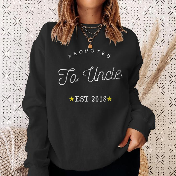 Promoted To Uncle New Baby To Be Expecting Pop Retro Sweatshirt Gifts for Her