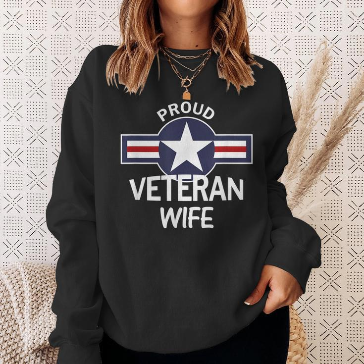 Proud Military Veteran Wife Vintage Aircraft Roundel Men Women Sweatshirt Graphic Print Unisex Gifts for Her