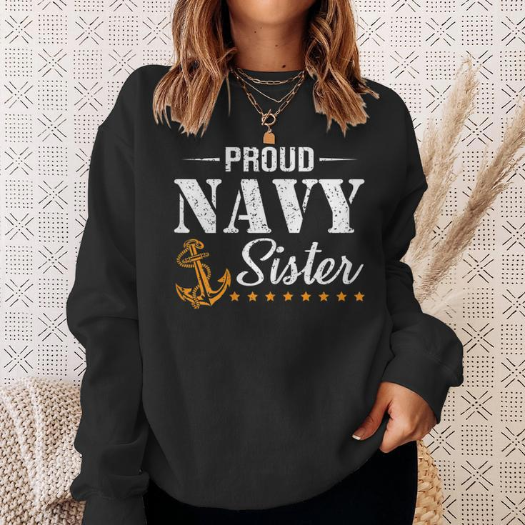 Proud Navy Sister Nautical Anchor Women Girl Sis Navy Family Gift For Womens Sweatshirt Gifts for Her