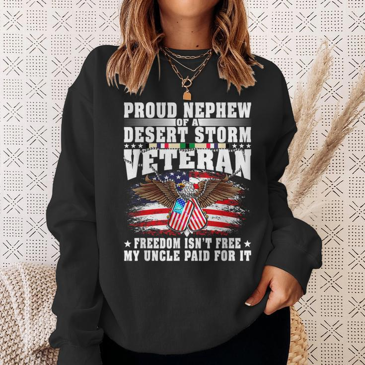 Proud Nephew Of Desert Storm Veteran Freedom Isnt Free Gift Men Women Sweatshirt Graphic Print Unisex Gifts for Her