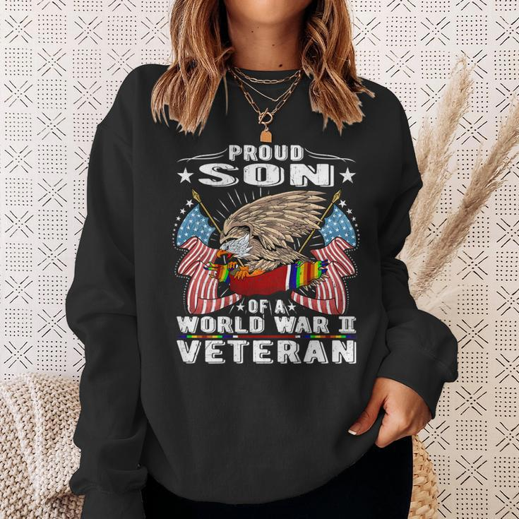 Proud Son Of A World War 2 Veteran Military Vets Child Gift Men Women Sweatshirt Graphic Print Unisex Gifts for Her
