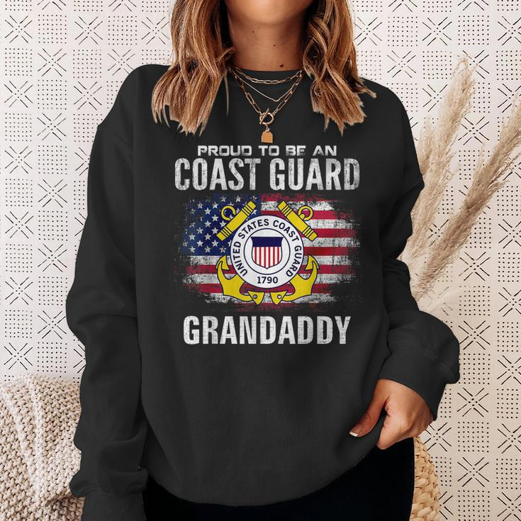 Proud To Be An Coast Guard Grandaddy American Flag Veteran Sweatshirt Gifts for Her