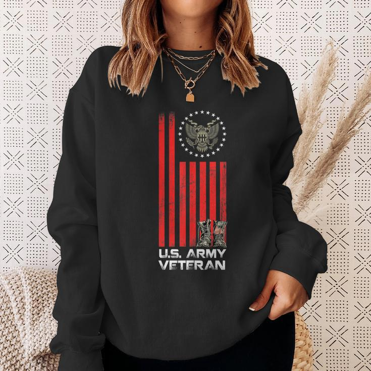 Proud Us Army Veteran Usa Flag Army Boots And America Flag Sweatshirt Gifts for Her
