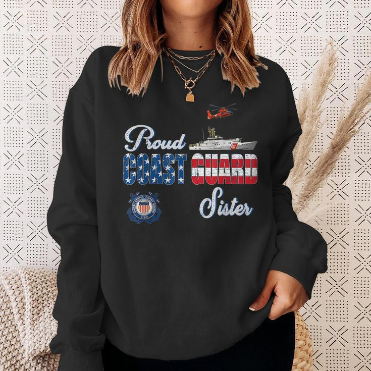 Proud Us Coast Guard Sister Us Military Family Gift V2 Men Women Sweatshirt Graphic Print Unisex Gifts for Her