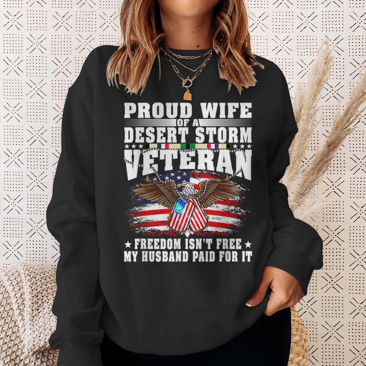 Proud Wife Of Desert Storm Veteran - Freedom Isnt Free Gift Men Women Sweatshirt Graphic Print Unisex Gifts for Her