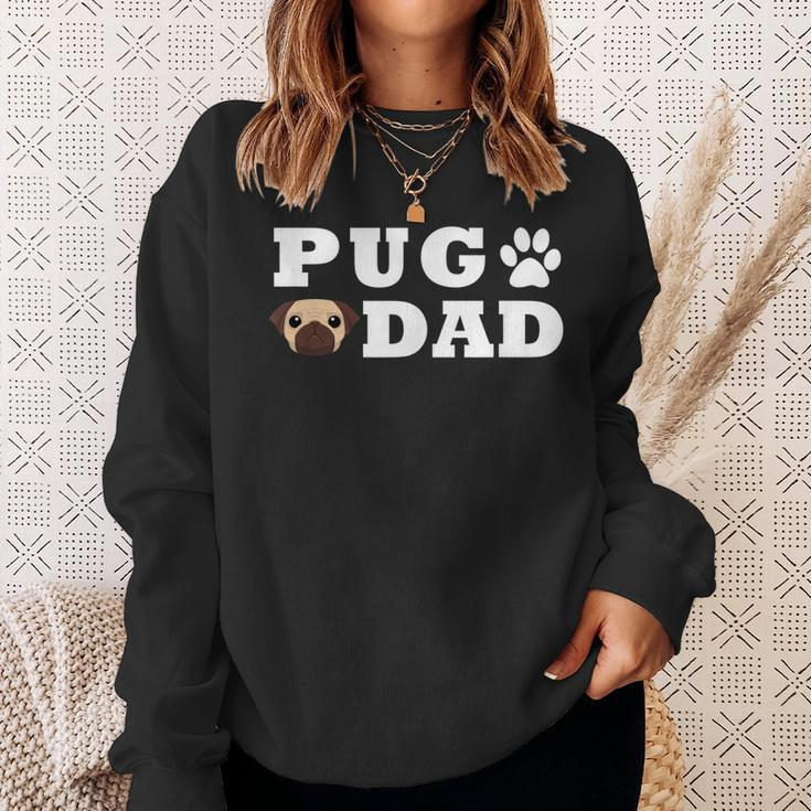 Pug Dad With Paw And Pug Graphic Sweatshirt Gifts for Her